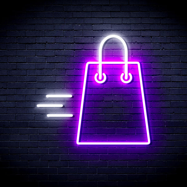 advpro-shopping-bag-ultra-bright-led-neon-sign-fnu0323 - White & Purple