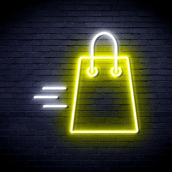 advpro-shopping-bag-ultra-bright-led-neon-sign-fnu0323 - White & Yellow