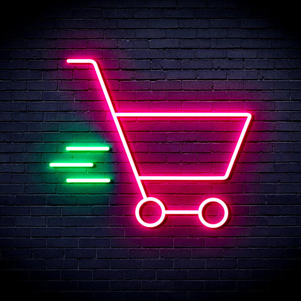 advpro-shopping-cart-ultra-bright-led-neon-sign-fnu0324 - Green & Pink