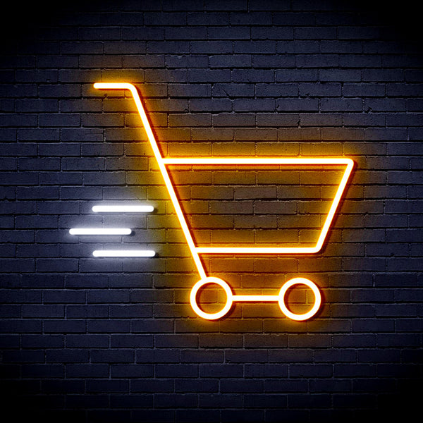 advpro-shopping-cart-ultra-bright-led-neon-sign-fnu0324 - White & Golden Yellow