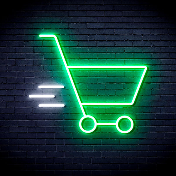 advpro-shopping-cart-ultra-bright-led-neon-sign-fnu0324 - White & Green
