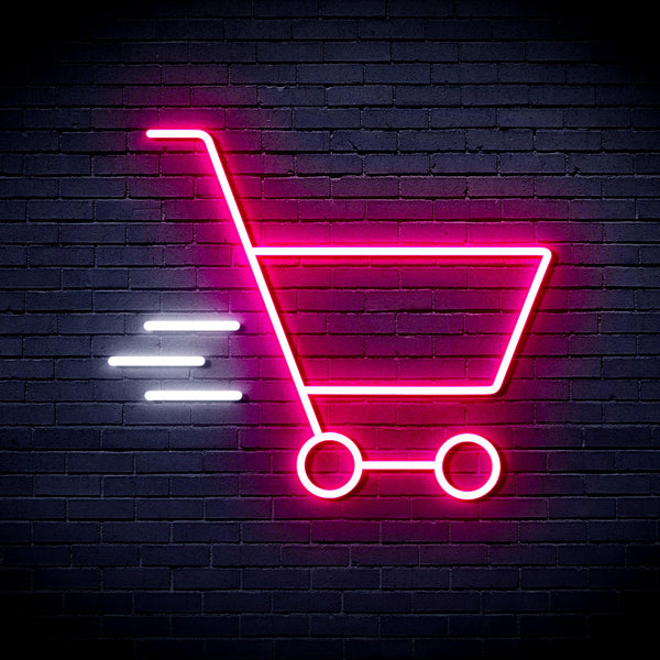 advpro-shopping-cart-ultra-bright-led-neon-sign-fnu0324 - White & Pink