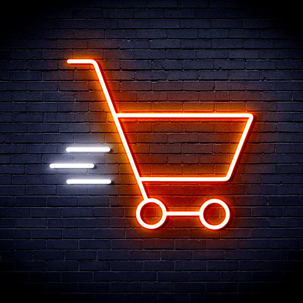 advpro-shopping-cart-ultra-bright-led-neon-sign-fnu0324 - White & Orange