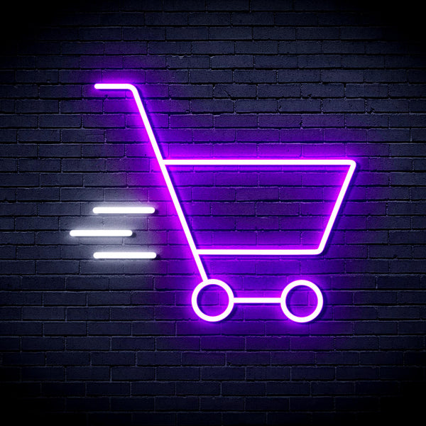 advpro-shopping-cart-ultra-bright-led-neon-sign-fnu0324 - White & Purple