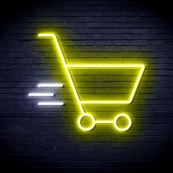 advpro-shopping-cart-ultra-bright-led-neon-sign-fnu0324 - White & Yellow