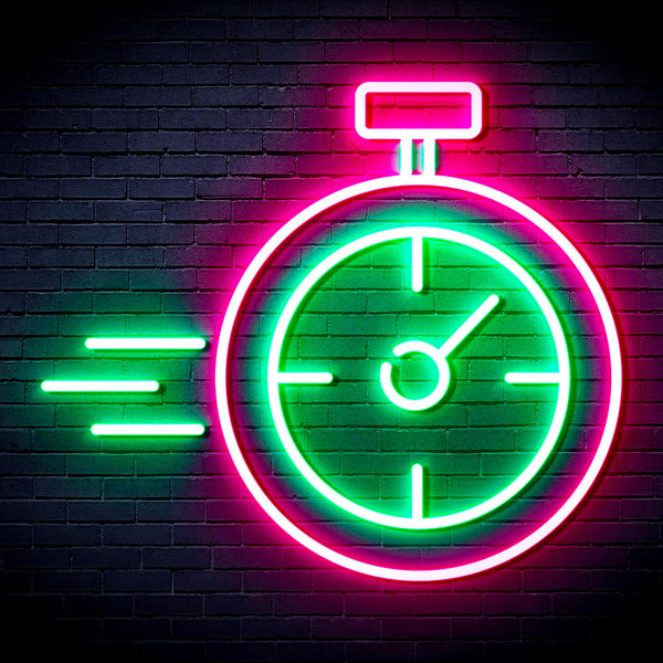 advpro-stop-watch-ultra-bright-led-neon-sign-fnu0325 - Green & Pink