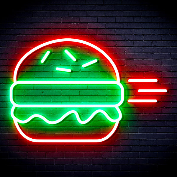 advpro-hamburger-ultra-bright-led-neon-sign-fnu0326 - Green & Red