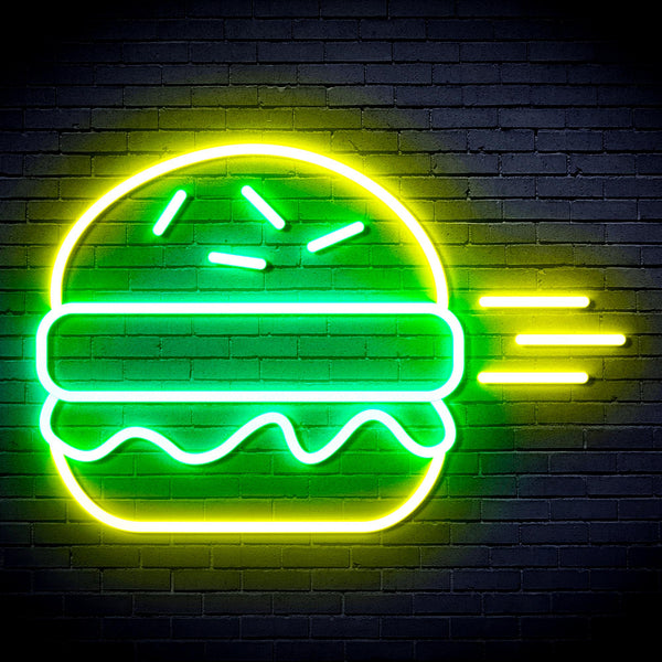 advpro-hamburger-ultra-bright-led-neon-sign-fnu0326 - Green & Yellow