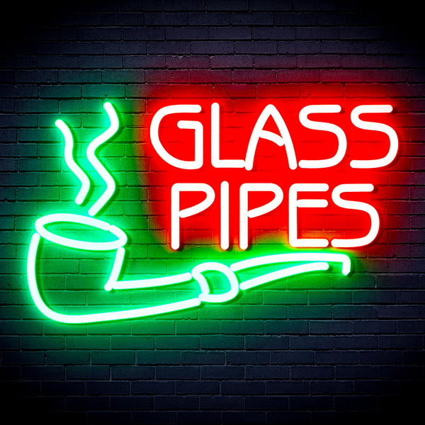 advpro-glass-pipes-ultra-bright-led-neon-sign-fnu0329 - Green & Red