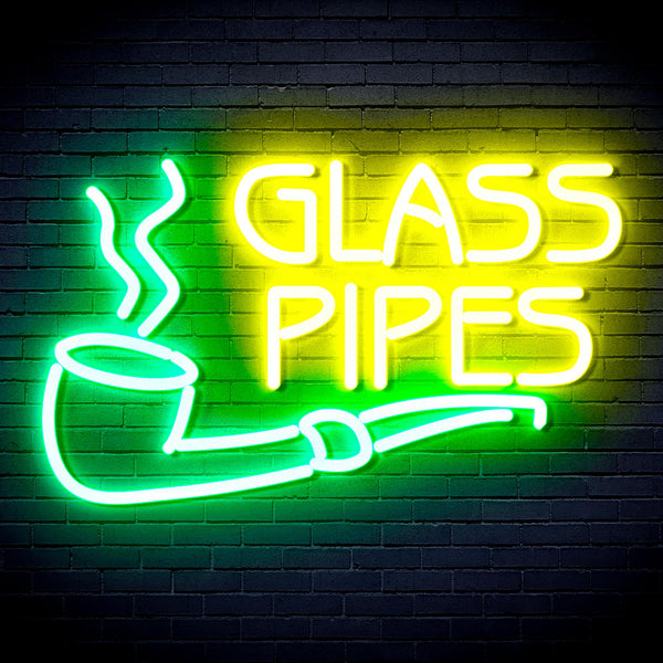 advpro-glass-pipes-ultra-bright-led-neon-sign-fnu0329 - Green & Yellow
