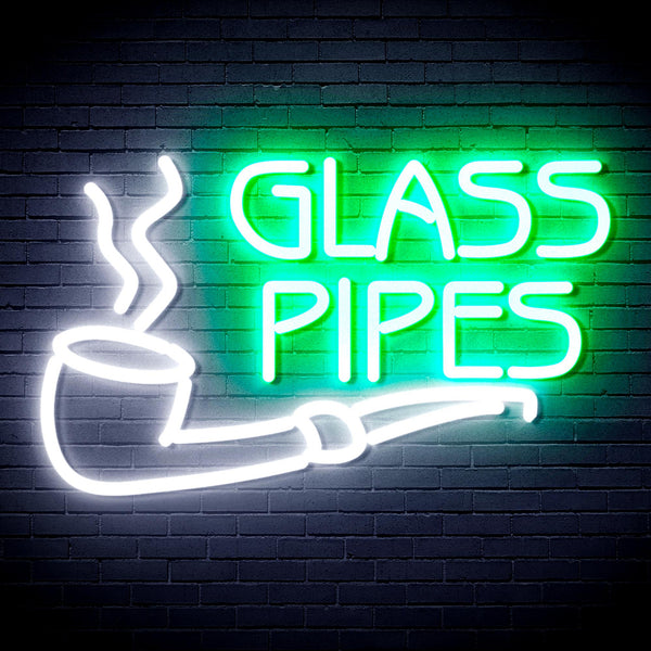advpro-glass-pipes-ultra-bright-led-neon-sign-fnu0329 - White & Green