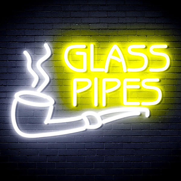 advpro-glass-pipes-ultra-bright-led-neon-sign-fnu0329 - White & Yellow