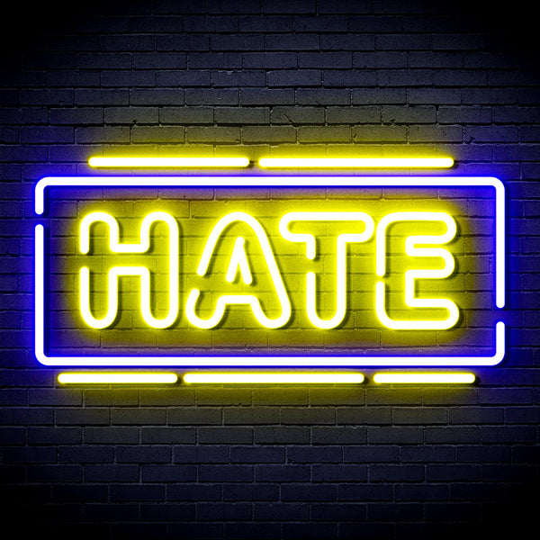 advpro-hate-ultra-bright-led-neon-sign-fnu0340 - Blue & Yellow