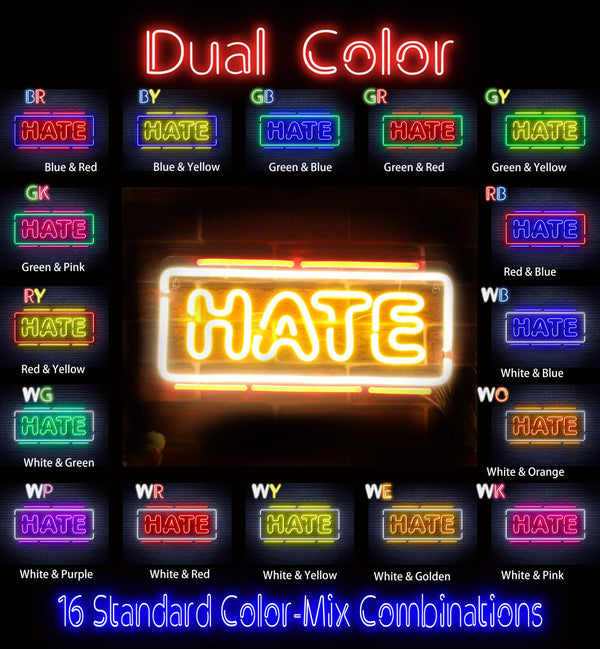 advpro-hate-ultra-bright-led-neon-sign-fnu0340 - Dual-Color