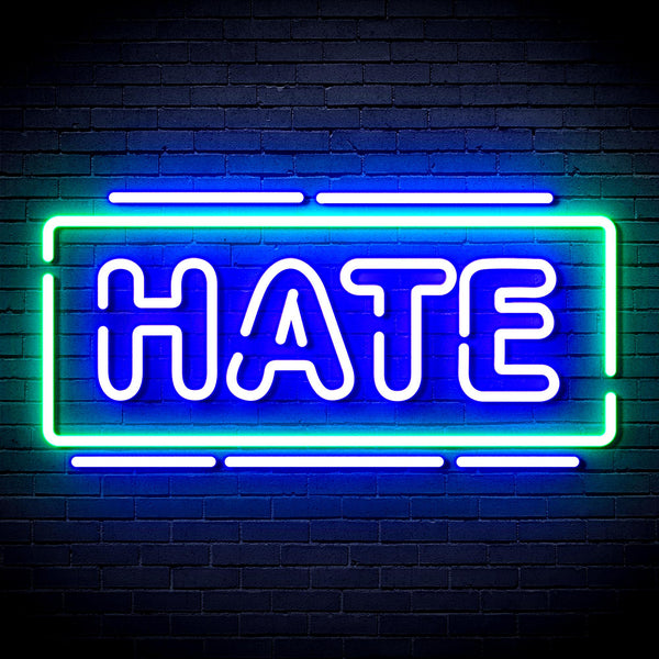 advpro-hate-ultra-bright-led-neon-sign-fnu0340 - Green & Blue