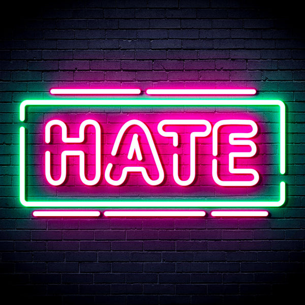 advpro-hate-ultra-bright-led-neon-sign-fnu0340 - Green & Pink