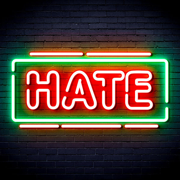 advpro-hate-ultra-bright-led-neon-sign-fnu0340 - Green & Red