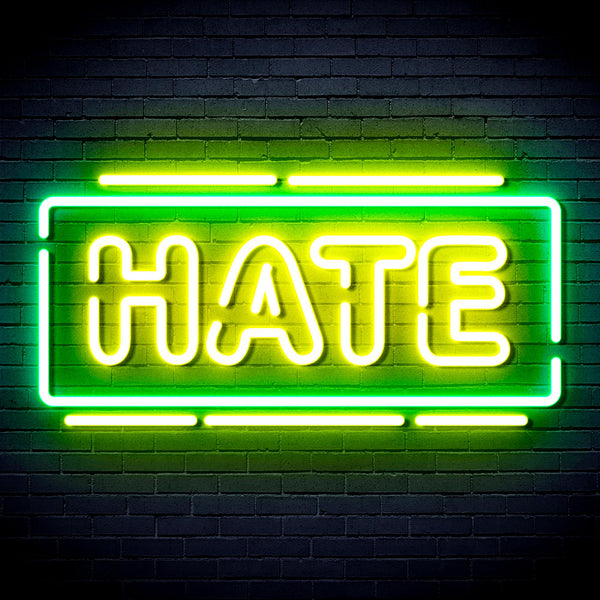 advpro-hate-ultra-bright-led-neon-sign-fnu0340 - Green & Yellow