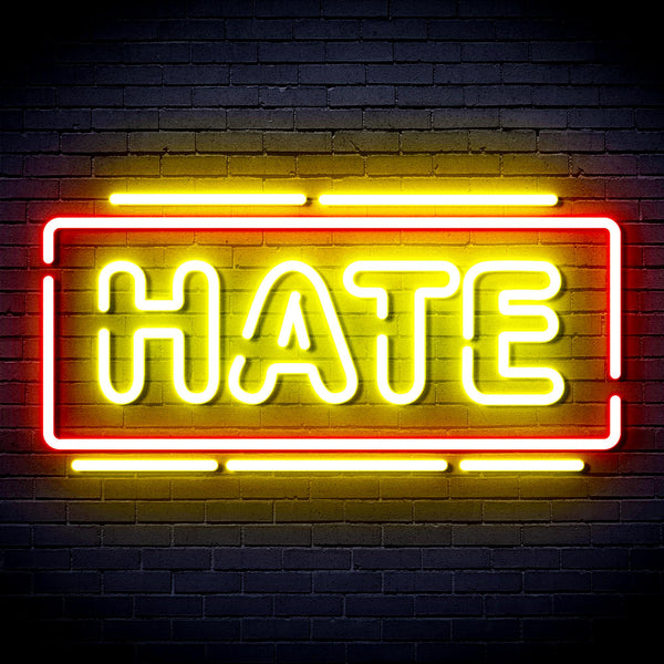advpro-hate-ultra-bright-led-neon-sign-fnu0340 - Red & Yellow