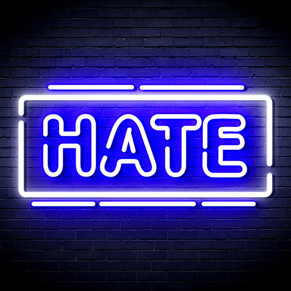 advpro-hate-ultra-bright-led-neon-sign-fnu0340 - White & Blue