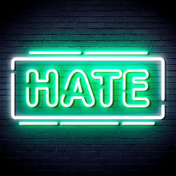 advpro-hate-ultra-bright-led-neon-sign-fnu0340 - White & Green