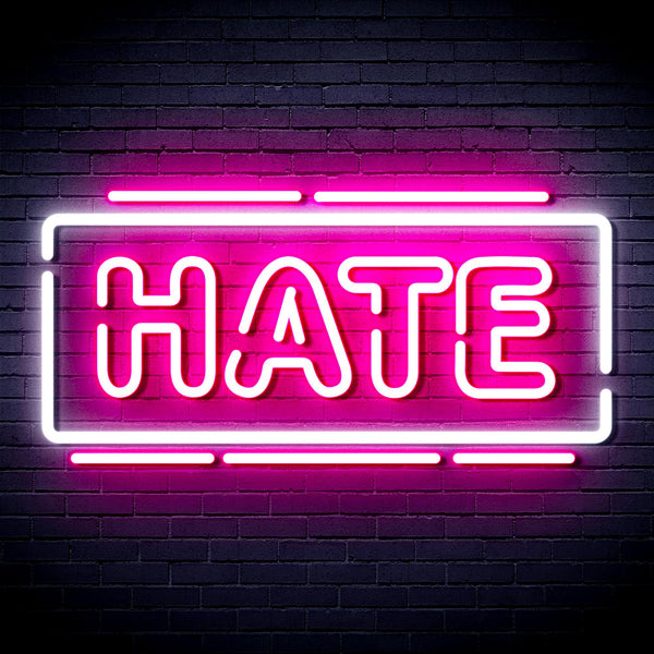 advpro-hate-ultra-bright-led-neon-sign-fnu0340 - White & Pink