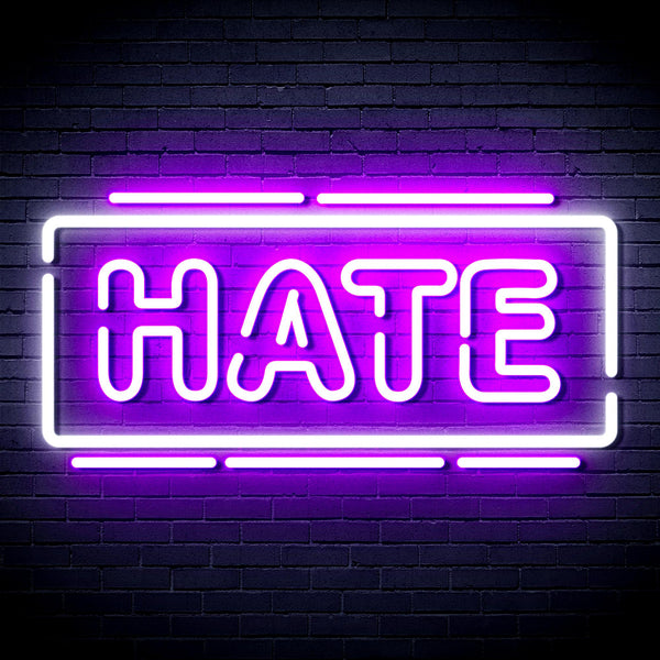 advpro-hate-ultra-bright-led-neon-sign-fnu0340 - White & Purple