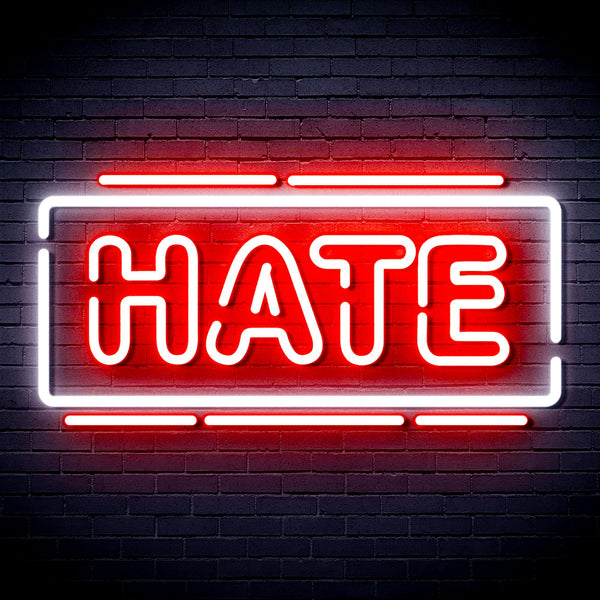 advpro-hate-ultra-bright-led-neon-sign-fnu0340 - White & Red