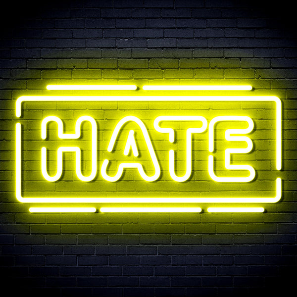 advpro-hate-ultra-bright-led-neon-sign-fnu0340 - Yellow