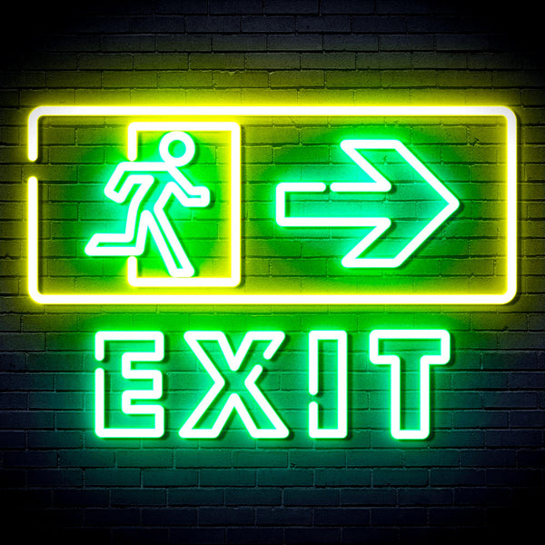 advpro-exit-sign-ultra-bright-led-neon-sign-fnu0344 - Green & Yellow