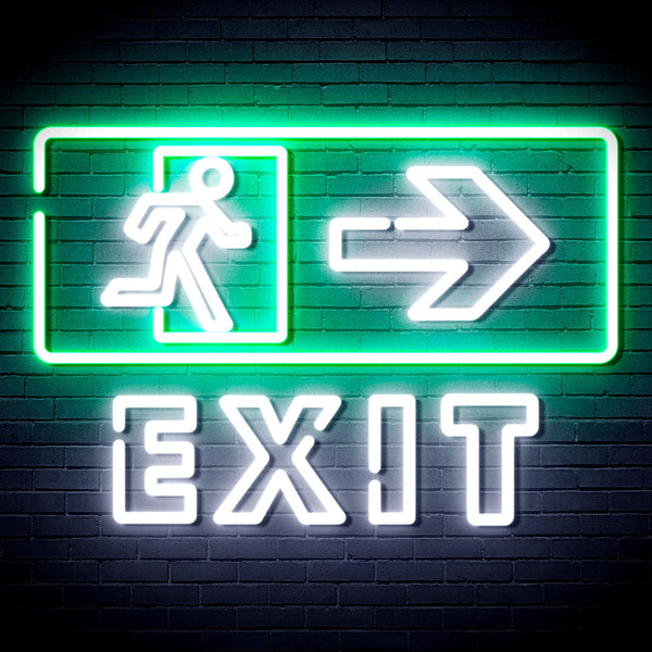 advpro-exit-sign-ultra-bright-led-neon-sign-fnu0344 - White & Green
