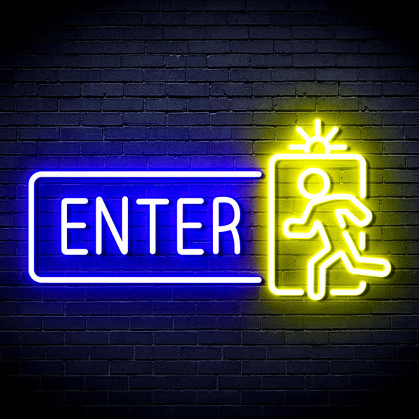 advpro-enter-sign-ultra-bright-led-neon-sign-fnu0345 - Blue & Yellow