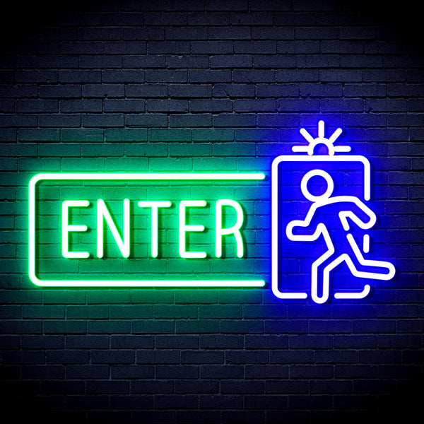 advpro-enter-sign-ultra-bright-led-neon-sign-fnu0345 - Green & Blue