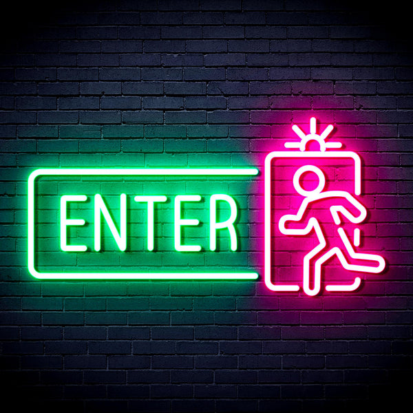 advpro-enter-sign-ultra-bright-led-neon-sign-fnu0345 - Green & Pink
