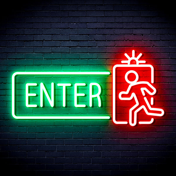 advpro-enter-sign-ultra-bright-led-neon-sign-fnu0345 - Green & Red