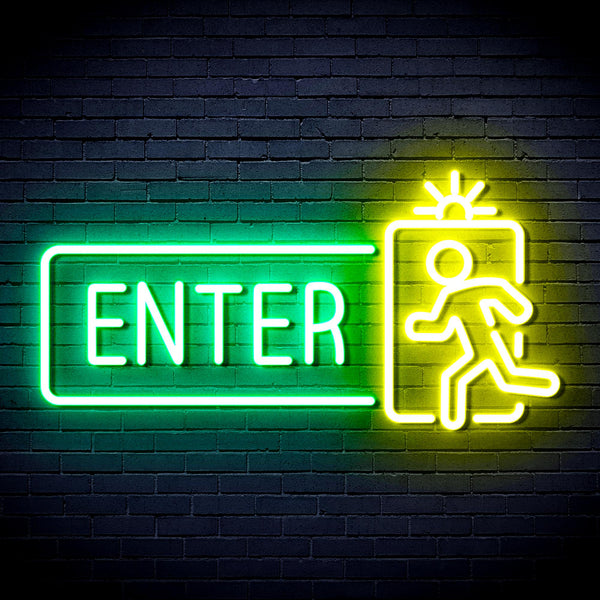 advpro-enter-sign-ultra-bright-led-neon-sign-fnu0345 - Green & Yellow