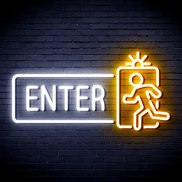 advpro-enter-sign-ultra-bright-led-neon-sign-fnu0345 - White & Golden Yellow