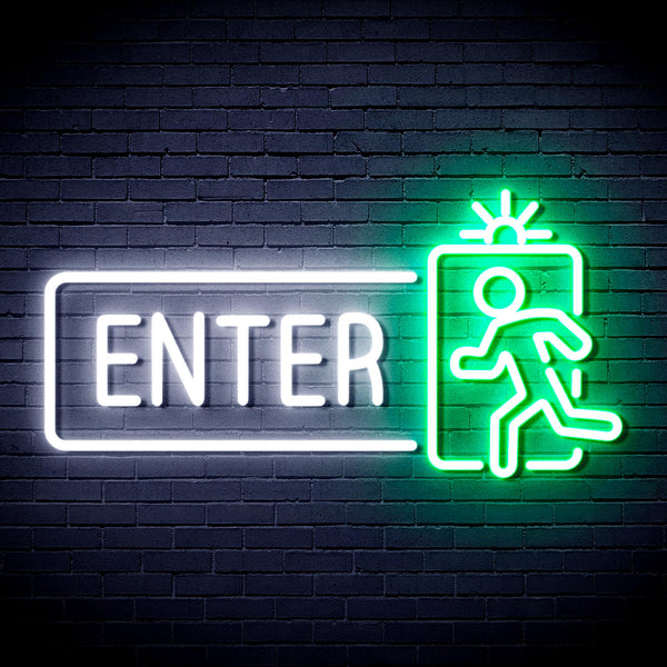 advpro-enter-sign-ultra-bright-led-neon-sign-fnu0345 - White & Green