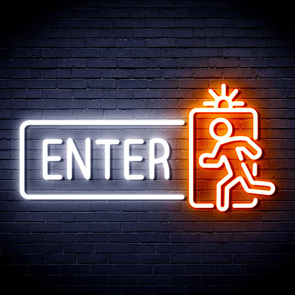 advpro-enter-sign-ultra-bright-led-neon-sign-fnu0345 - White & Orange