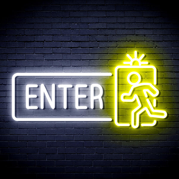 advpro-enter-sign-ultra-bright-led-neon-sign-fnu0345 - White & Yellow