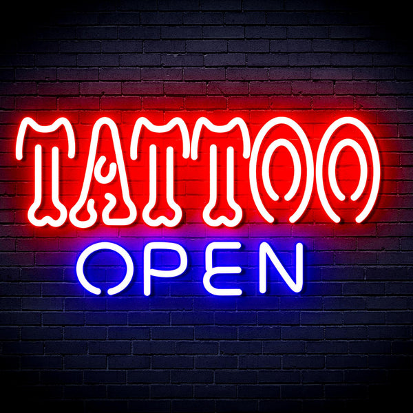advpro-tattoo-open-ultra-bright-led-neon-sign-fnu0347 - Blue & Red