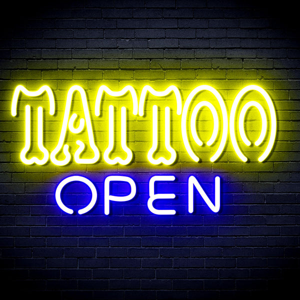 advpro-tattoo-open-ultra-bright-led-neon-sign-fnu0347 - Blue & Yellow