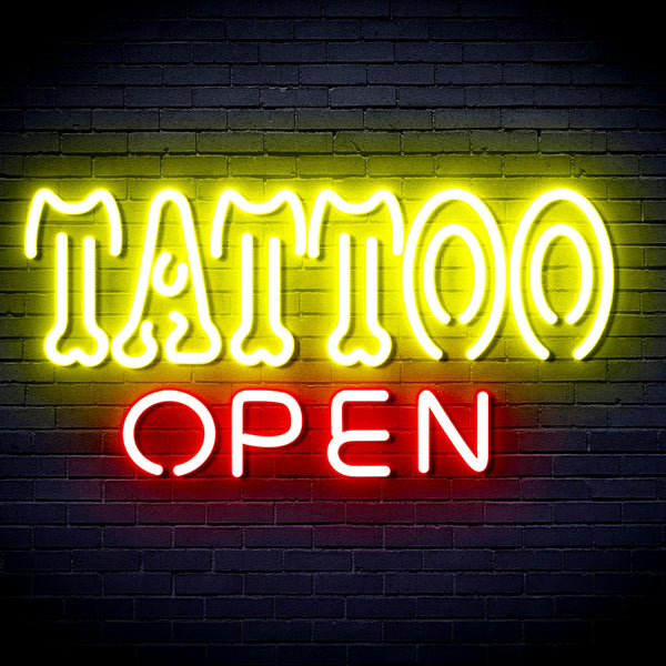 advpro-tattoo-open-ultra-bright-led-neon-sign-fnu0347 - Red & Yellow