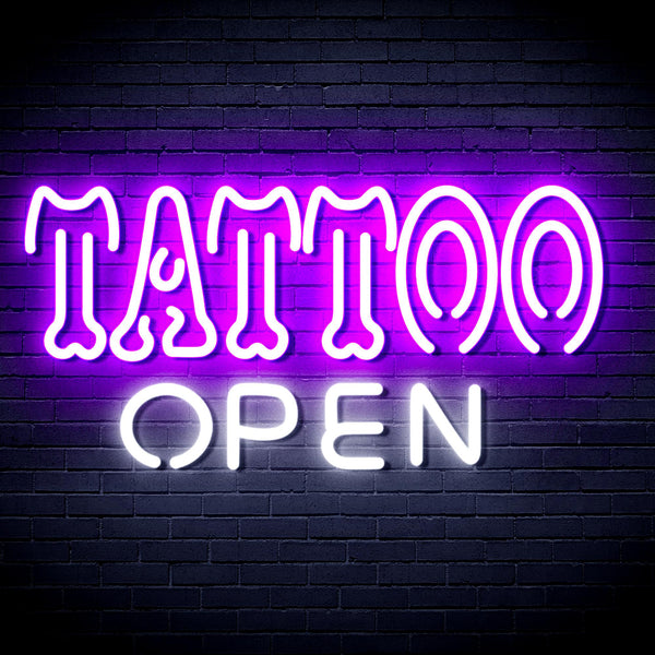 advpro-tattoo-open-ultra-bright-led-neon-sign-fnu0347 - White & Purple
