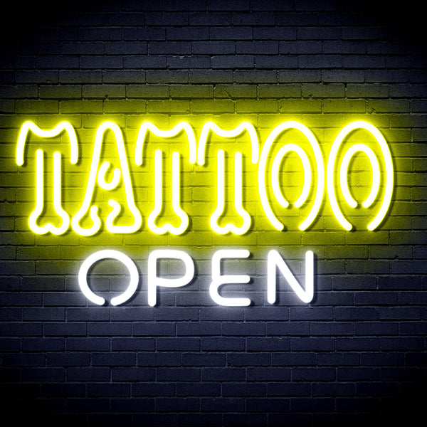 advpro-tattoo-open-ultra-bright-led-neon-sign-fnu0347 - White & Yellow