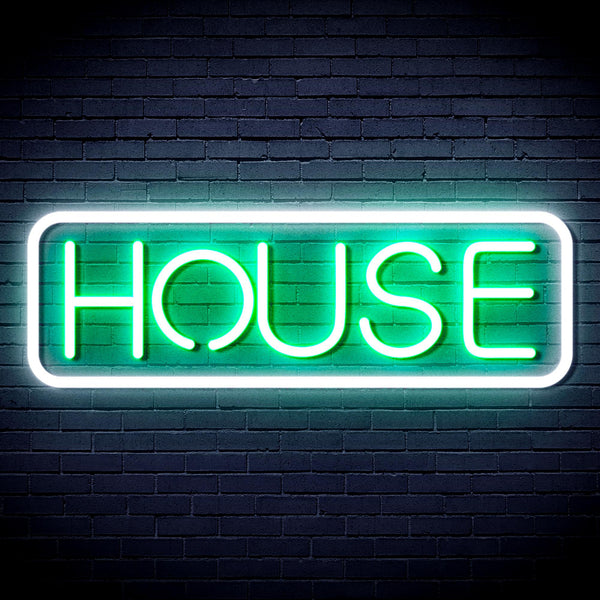 advpro-house-sign-ultra-bright-led-sign-fnu0348 - White & Green