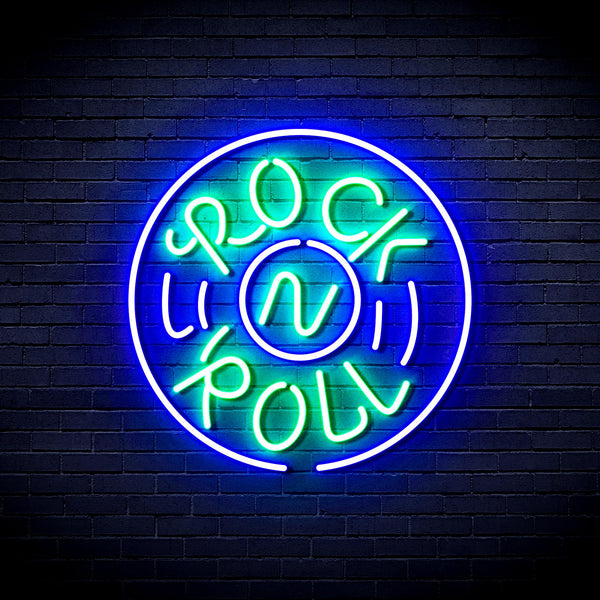 advpro-rock-roll-ultra-bright-led-neon-sign-fnu0350 - Green & Blue