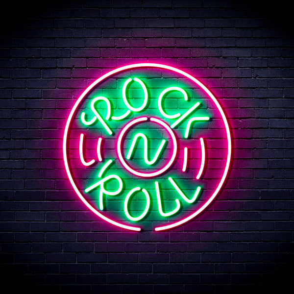 advpro-rock-roll-ultra-bright-led-neon-sign-fnu0350 - Green & Pink