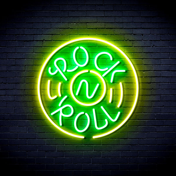 advpro-rock-roll-ultra-bright-led-neon-sign-fnu0350 - Green & Yellow