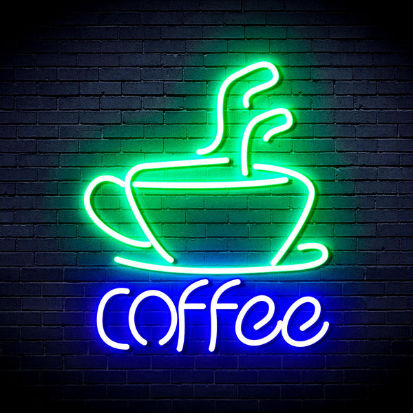 advpro-coffee-cup-ultra-bright-led-neon-sign-fnu0352 - Green & Blue